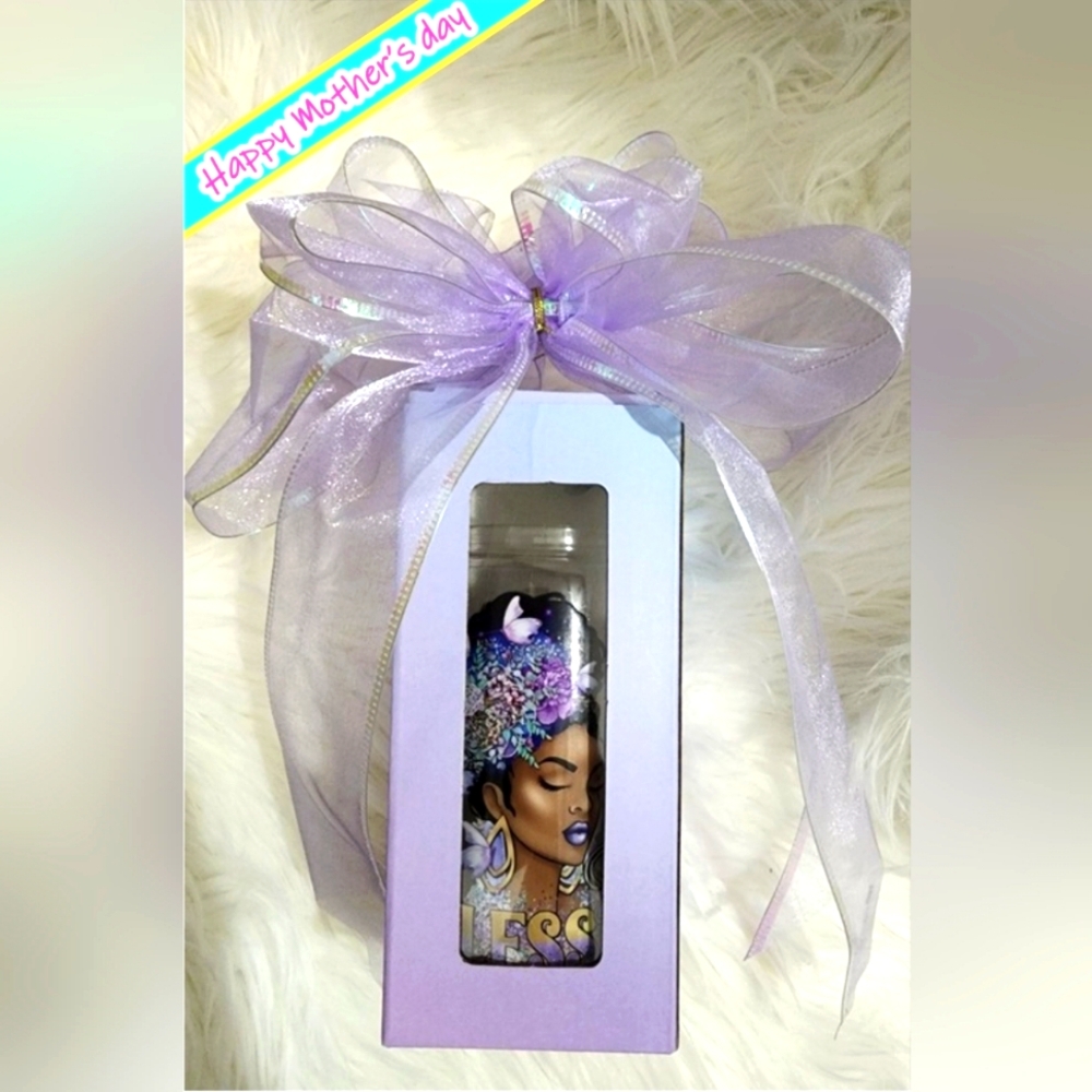 16 oz. 5 piece set: Glass Jar Tumbler, Bamboo Lid, Straw, Gift Box & Ribbon 🎁